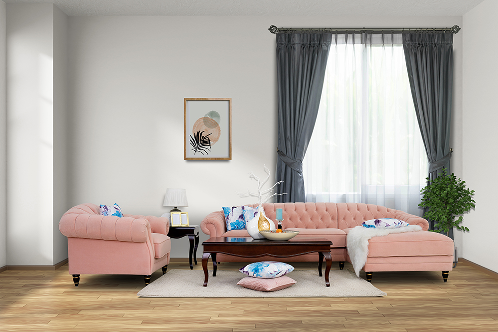 Pearl Chaise Sofa with Arm Chair