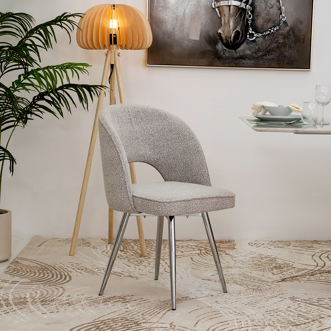 Cozy Swivel Dining Chair-Light Grey