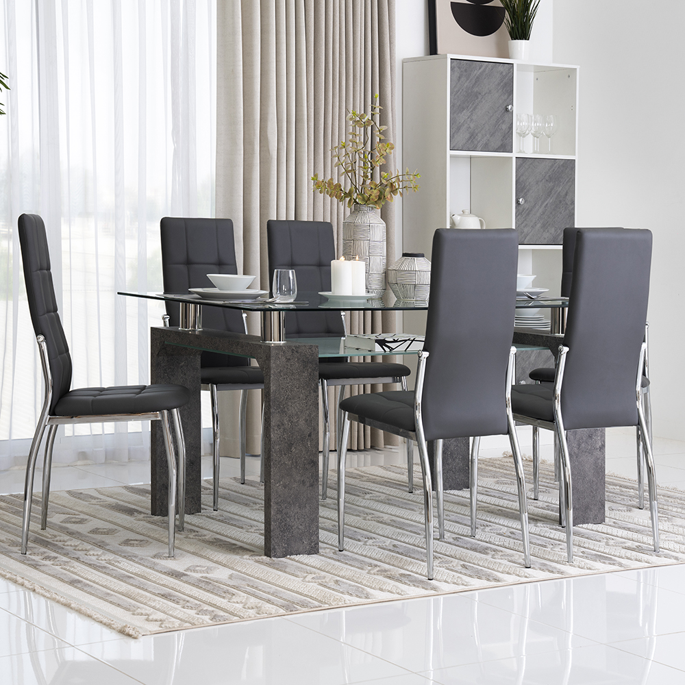 Lucas 6-Seater Dining Set-Grey