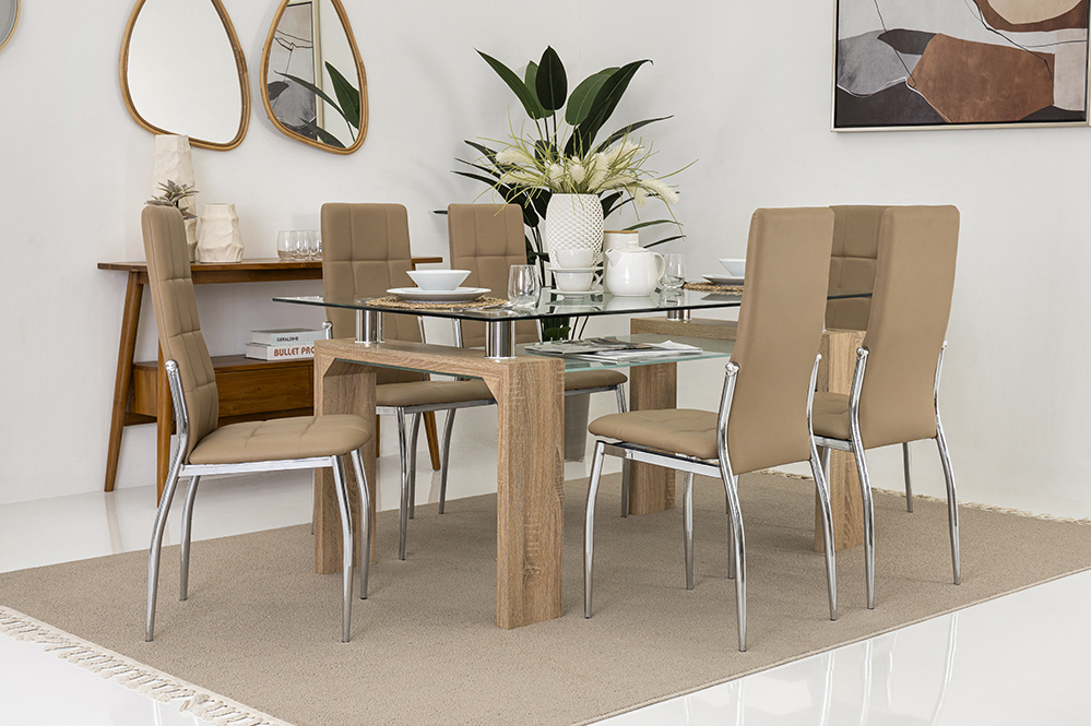Lucas 6-Seater Dining Set-Oak