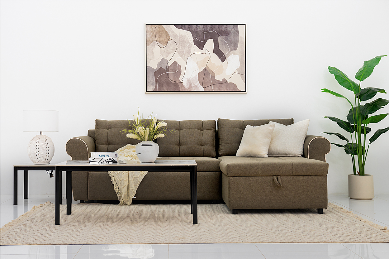 The Ronnan Sofa Bed With Storage-Brown