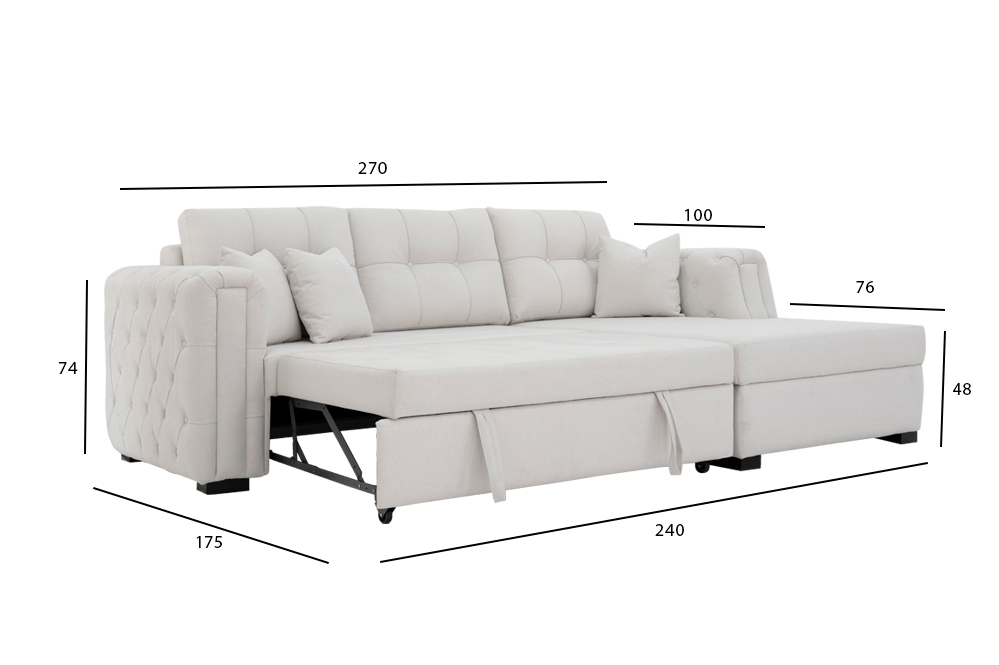 Cover 3-Seater Sofa Bed With Storage - Image 3