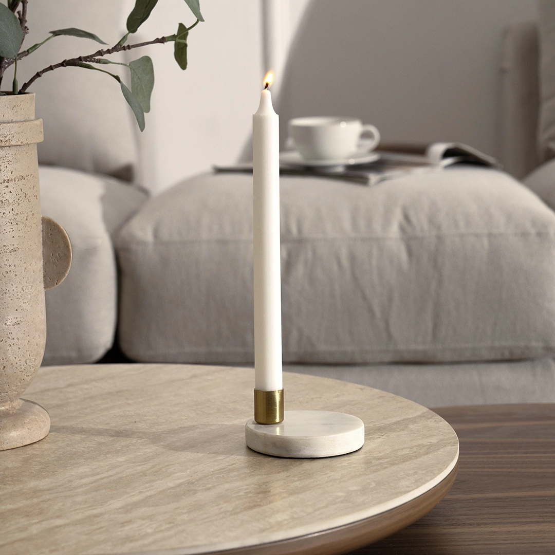 Adro Metal candle holder with marble base 10X10X6 cm