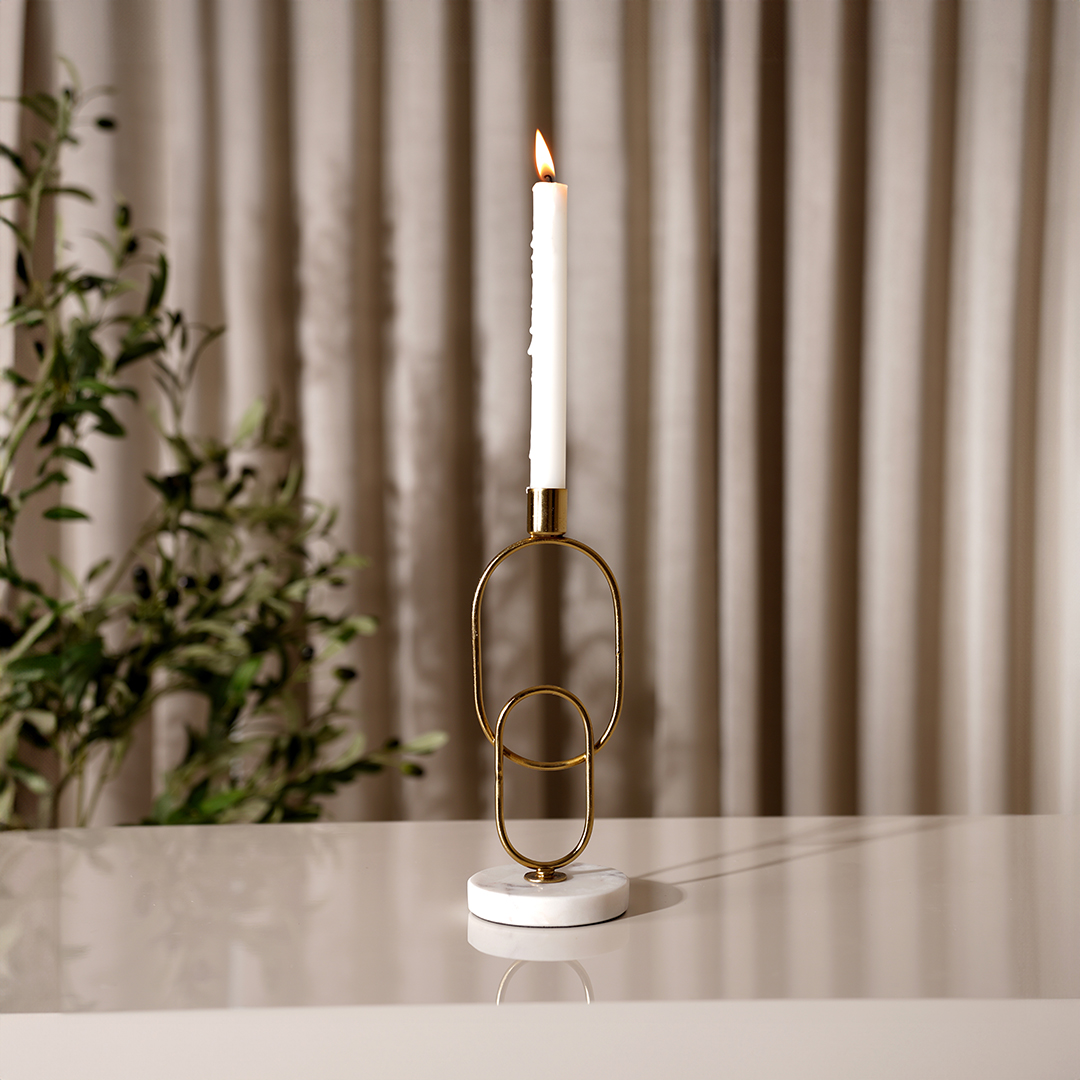 Adro Metal Candle Holder with Marble Base
