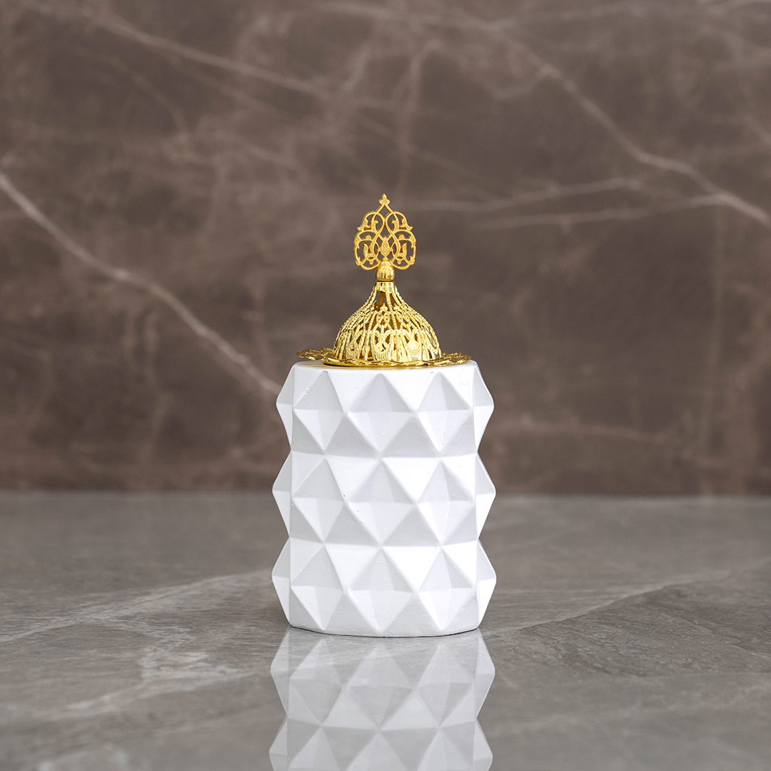 Auric polygon incense burner 9 x 9 x 17.5 cm
