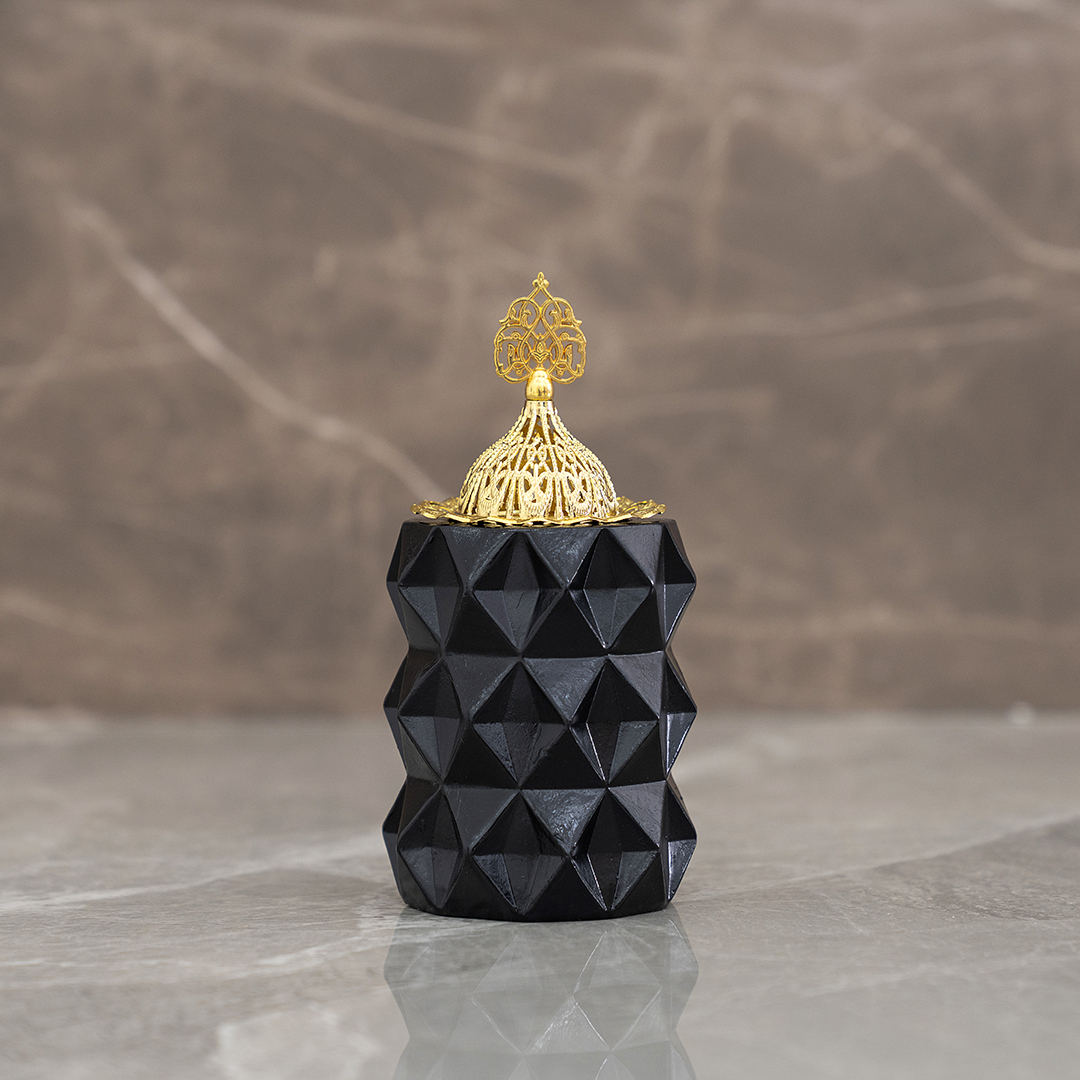 Auric polygon incense burner 9 x 9 x 17.5 cm