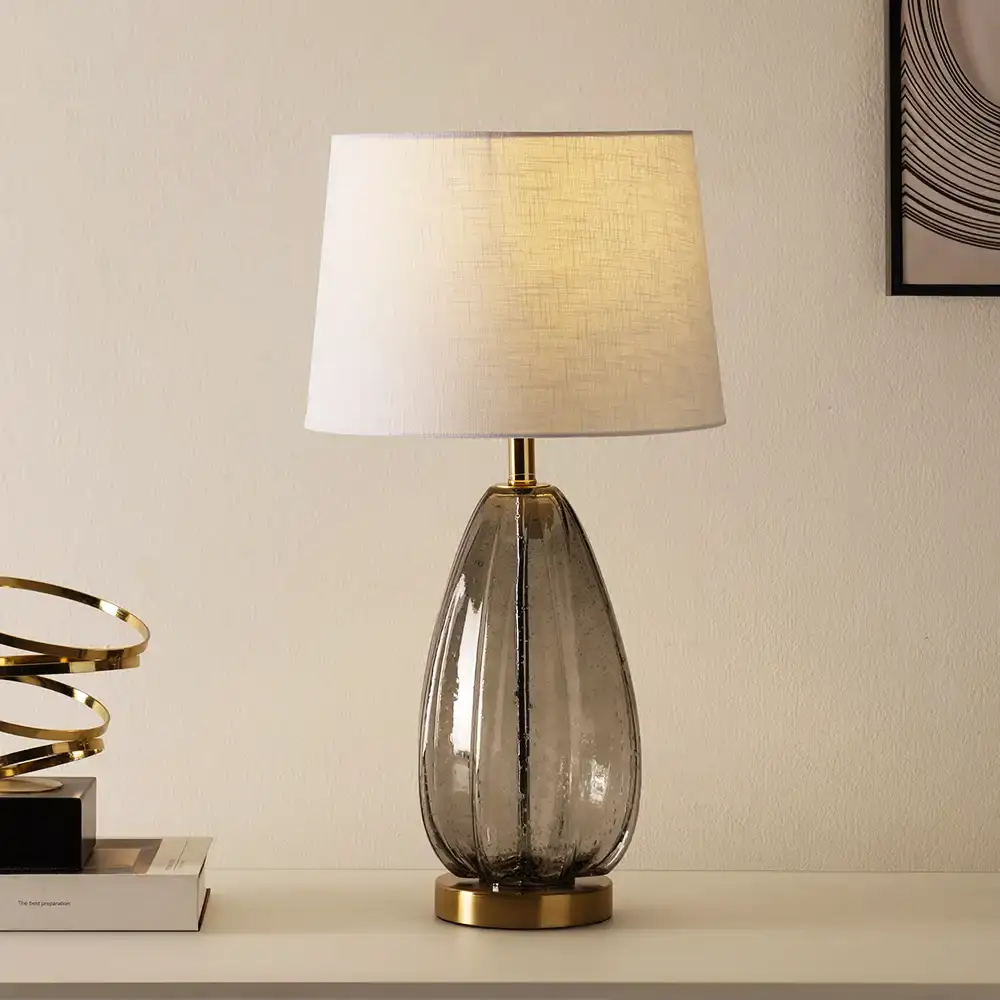 Avero glass base table lamp grey 30x30x56cm