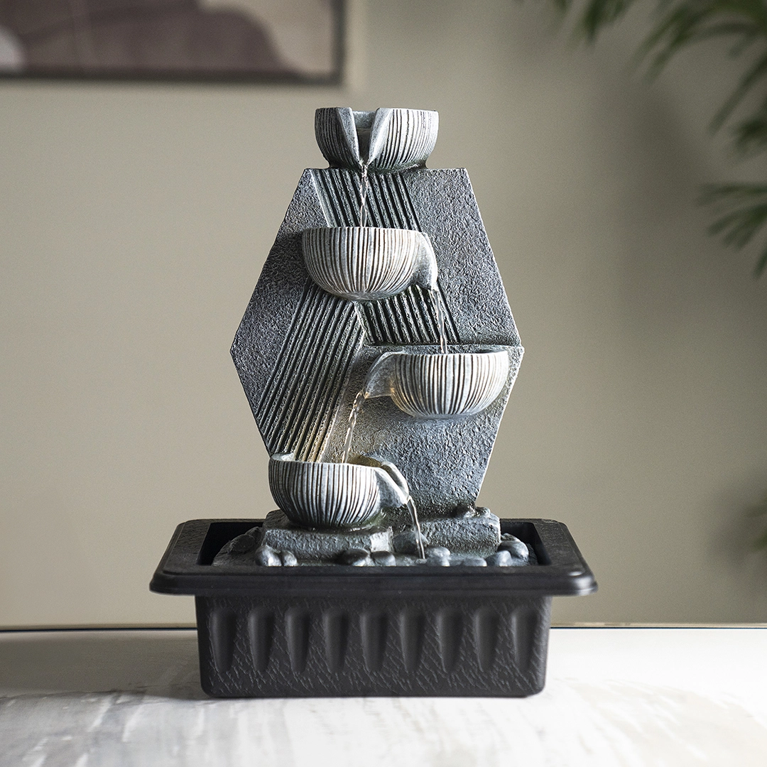 Rivulet Geometric Indoor Fountain Grey