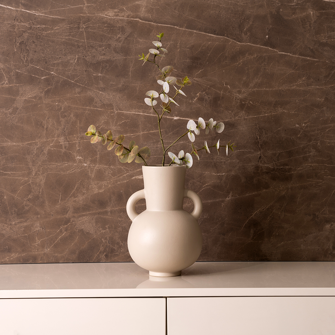 Blenka Ceramic Beige Vase – 28 cm