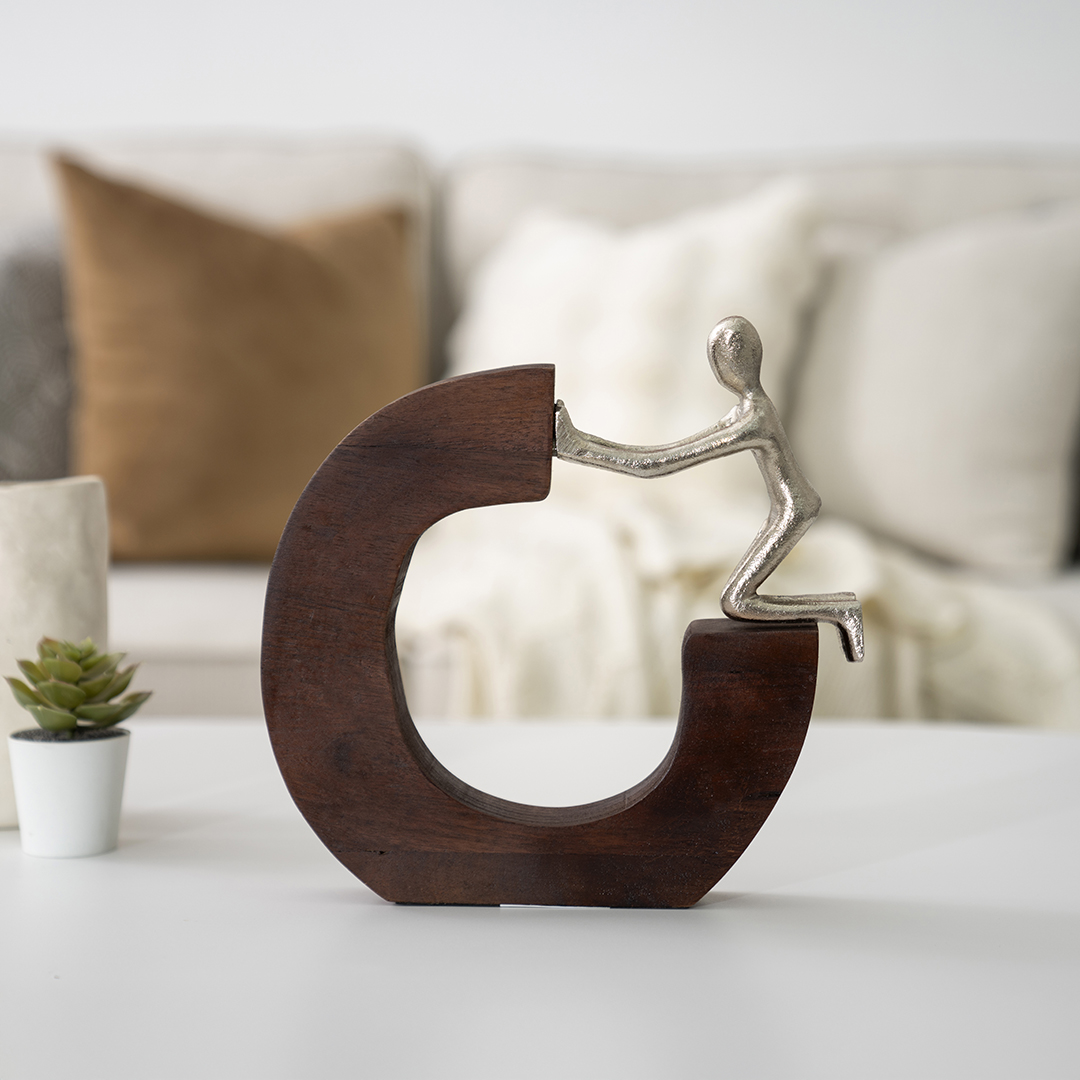 Casa Metal wood accent Nickle 24.5X4X25 CM