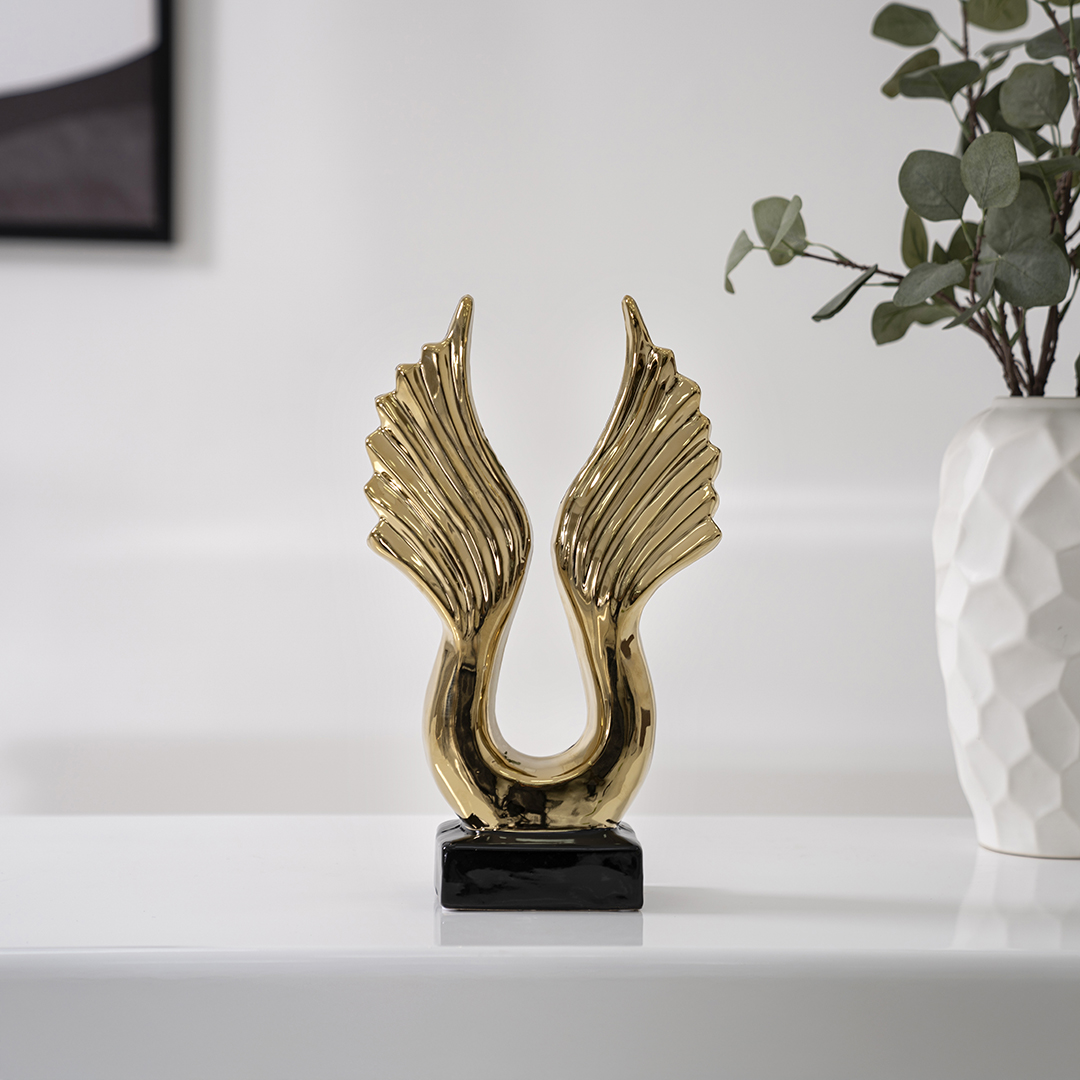 Delyn ceramic gold abstract wings accent 21.5*9*35 cm