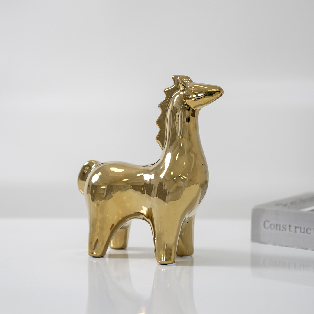 Delyn ceramic gold horse accent 16.5*7.5*20.5cm