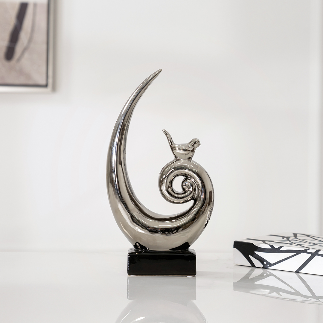 Delyn ceramic silver bird accent 18*6*35 cm