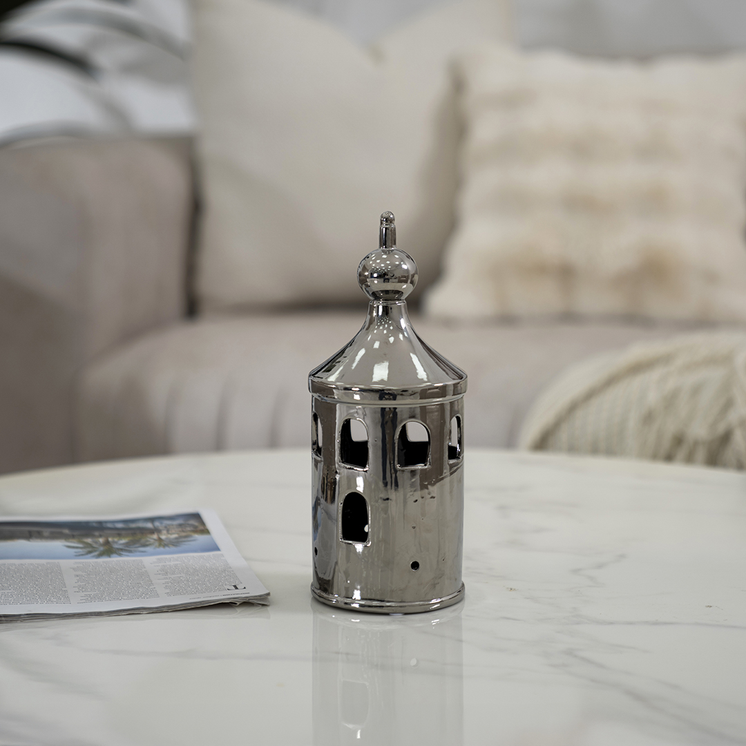 Delyn ceramic silver lantern 10.8*10.8*26.5 cm