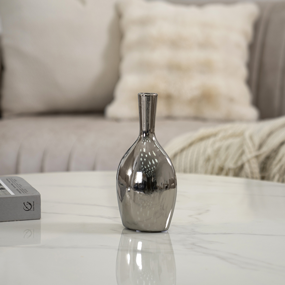 Delyn ceramic silver vase 10.8*7.2*22.5 cm