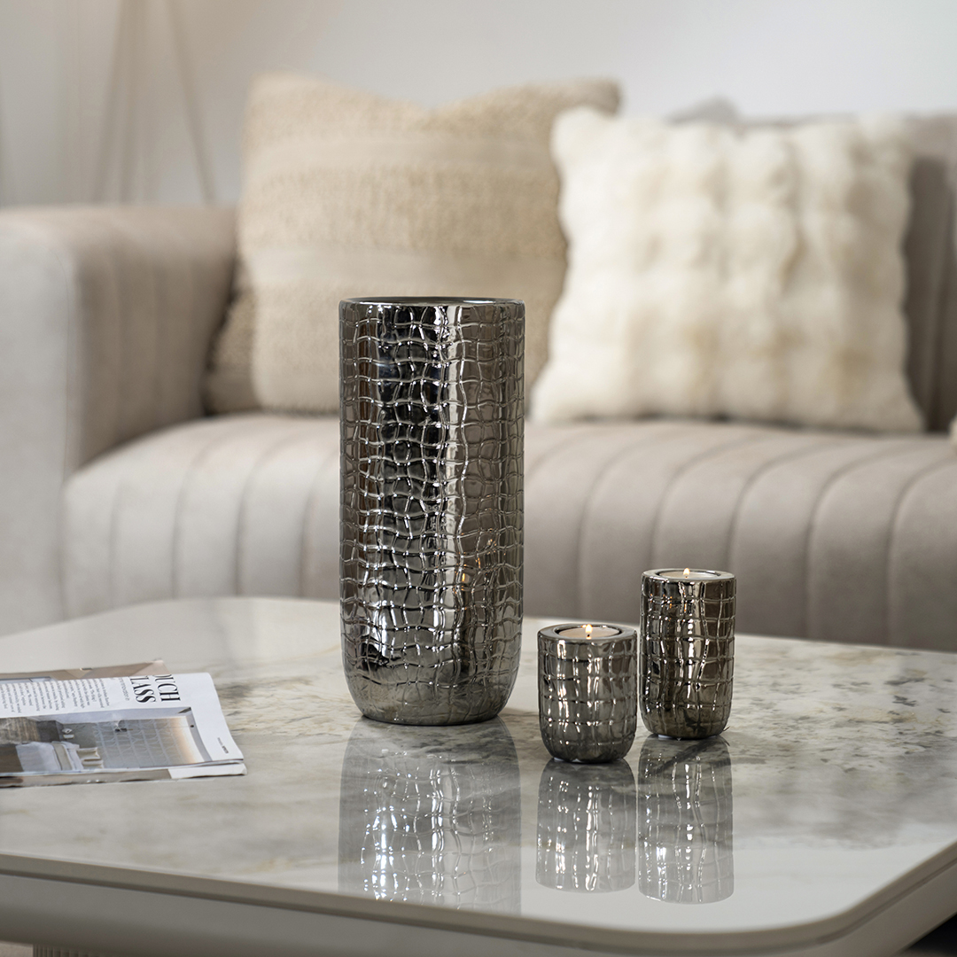 Delyn ceramic silver set of three gift set