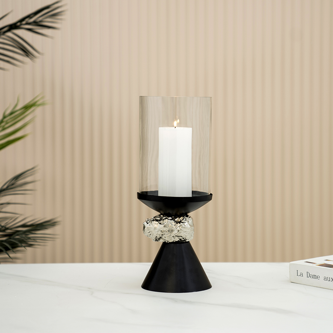 Eclat metal glass black hurricane – 38 cm
