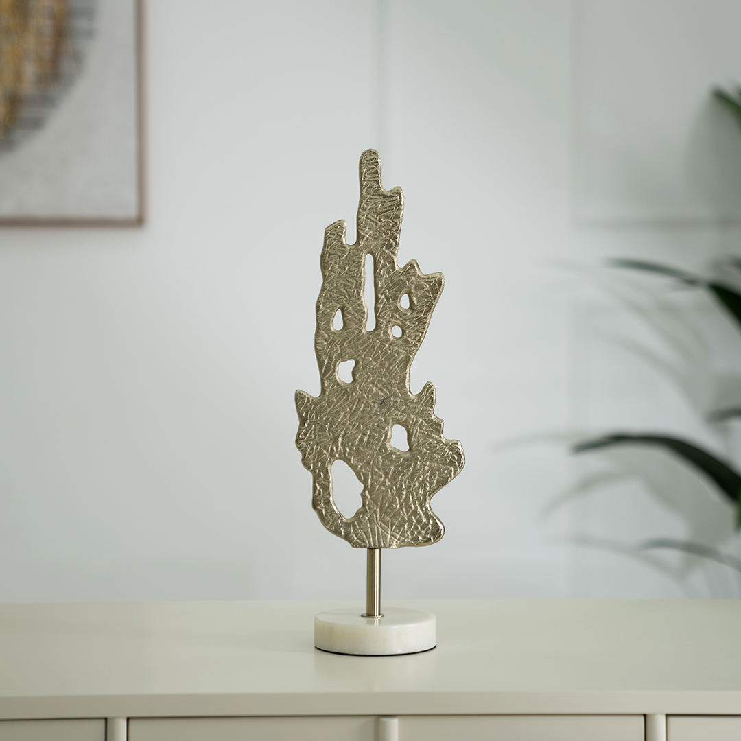 Ernid metal marble accent with marble base