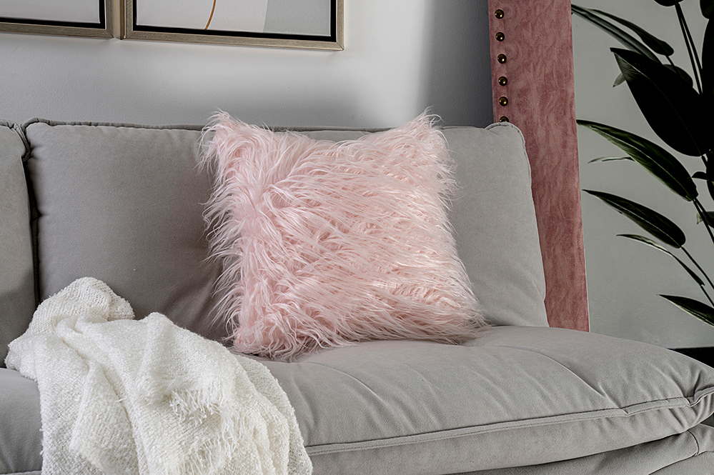 Fur Cushion-Light Pink