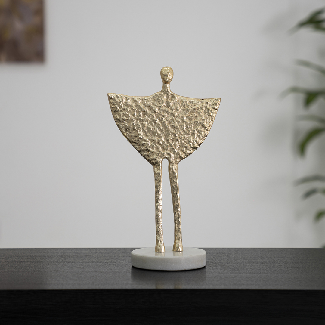 Orline gold metal accent with marble base 20 X 10 X 35 cm