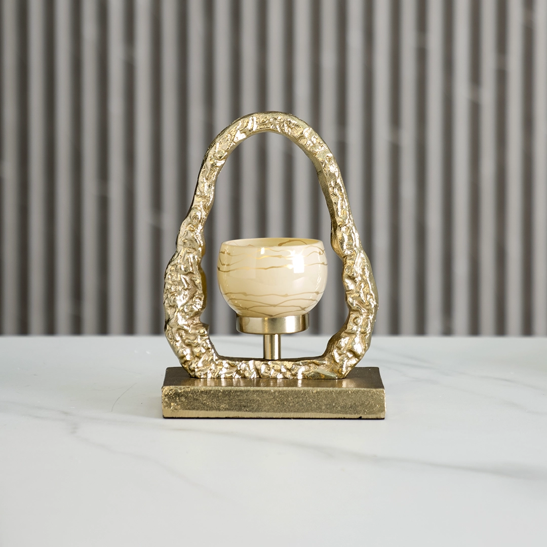 Ozark metal glass blush candle holder 15 x 8.5 x 20.5 cm