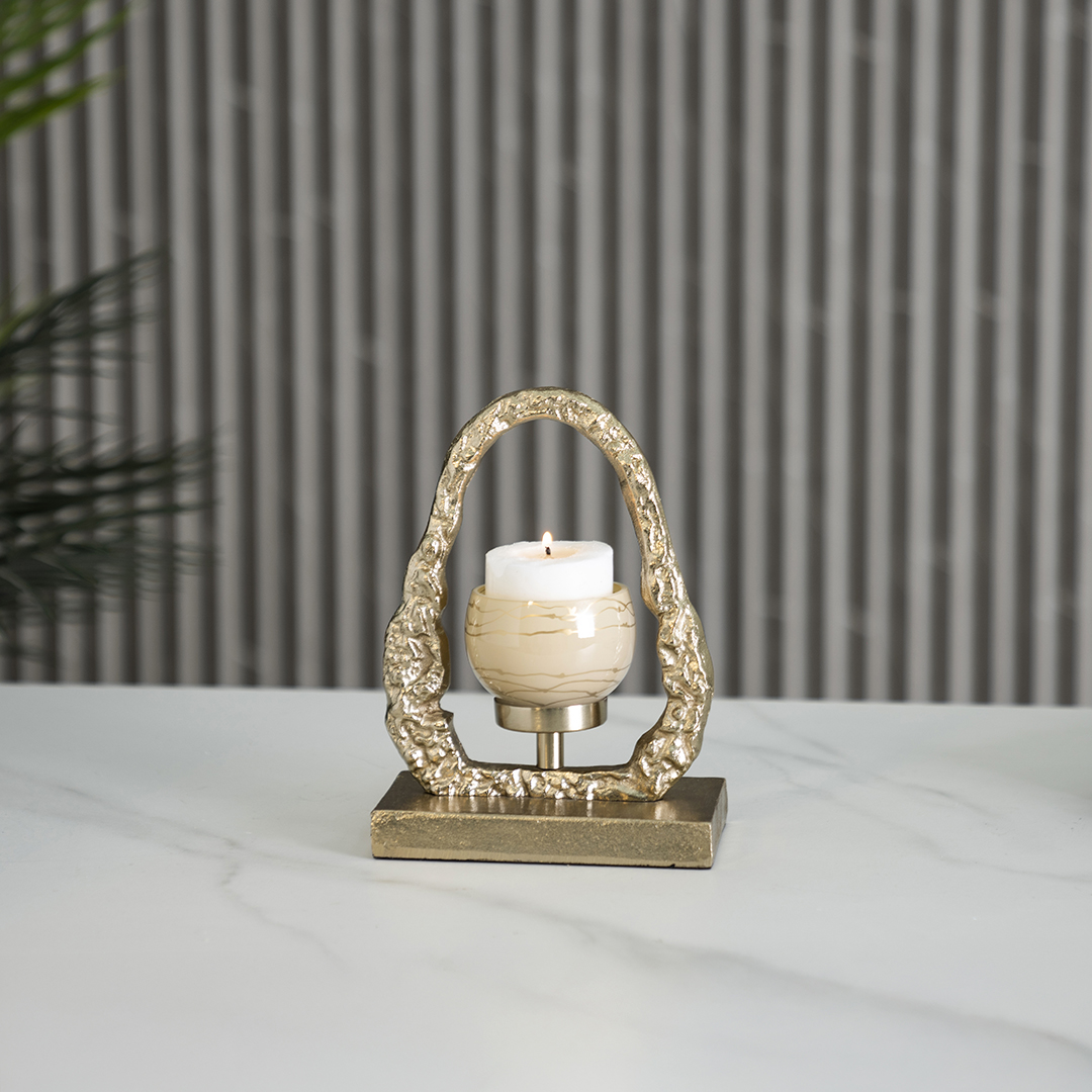 Ozark metal glass blush Candle Holder