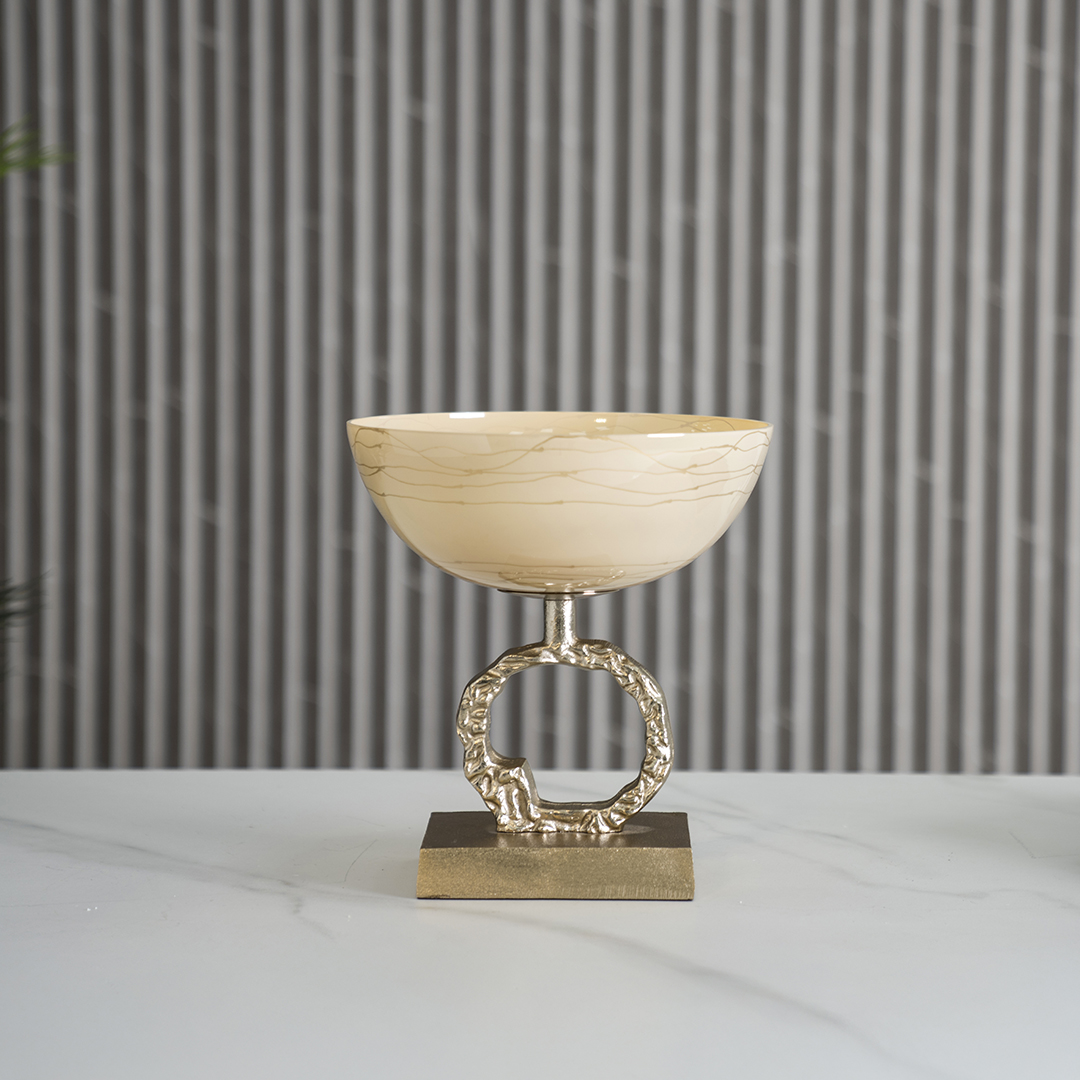 Ozark metal glass blush deco bowl