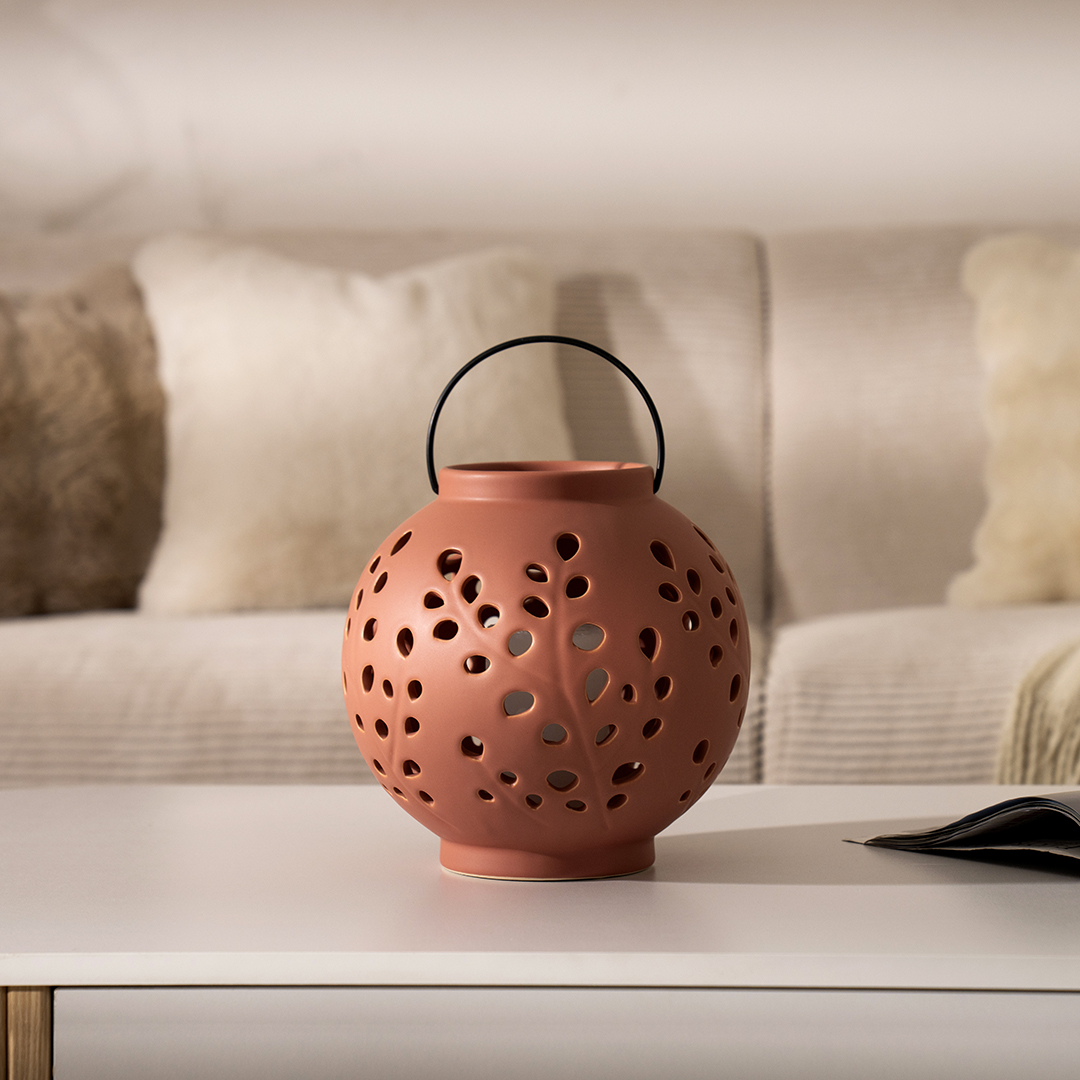 Quinn ceramic lantern terracotta 22.5*22.5*22 cm