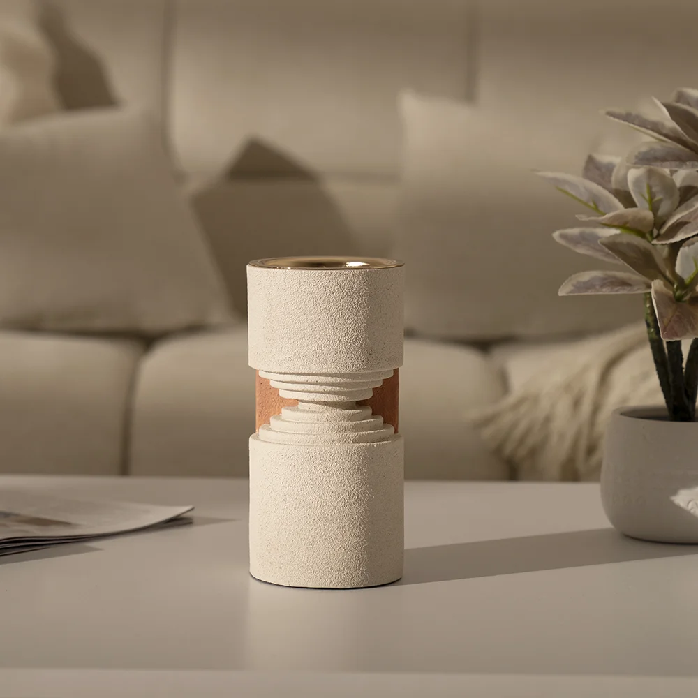 Rabaque polyresin terracotta beige burner 9x9x18cm