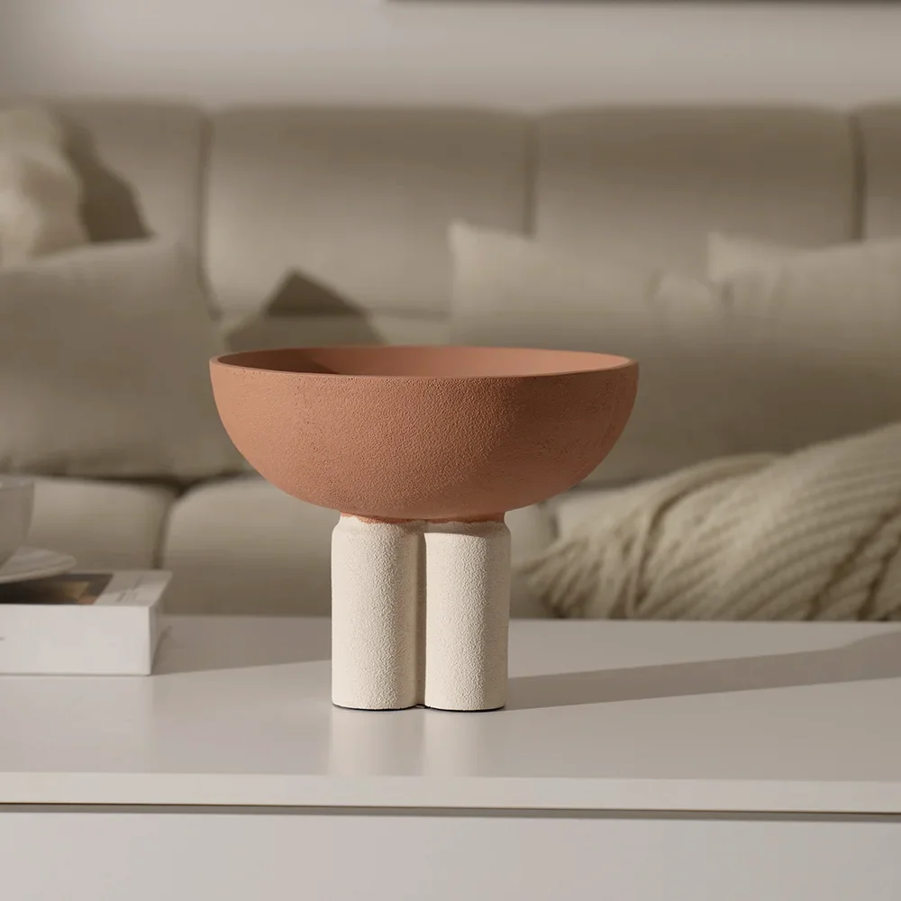 Rabaque polyresin terracotta beige deco bowl 25x25x20cm