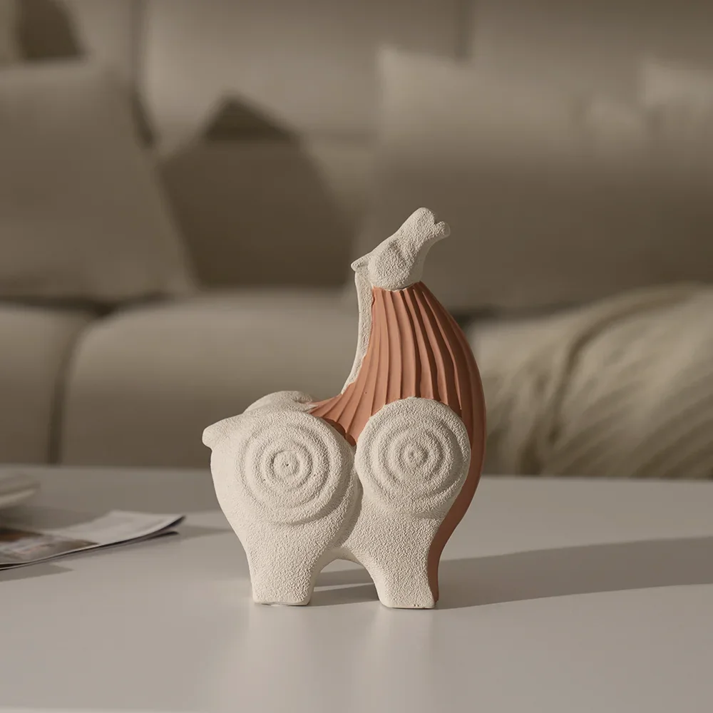 Rabaque polyresin terracotta beige roman horse accent 15x8x20cm