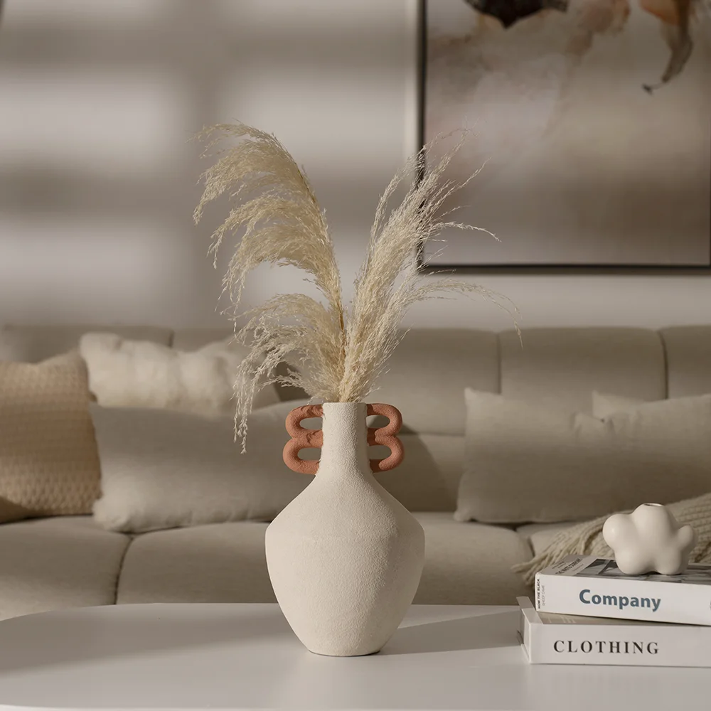 Rabaque polyresin terracotta beige vase 18x8x28cm