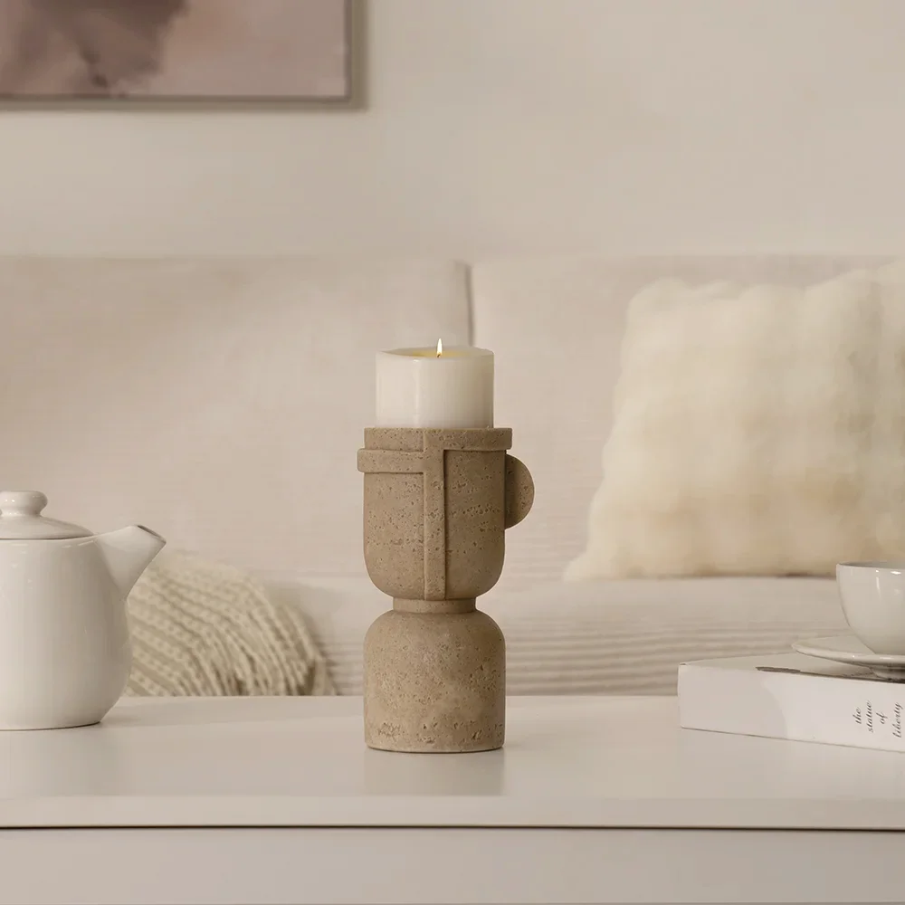 Rabaque travertine candle holder 12?10.5x20cm