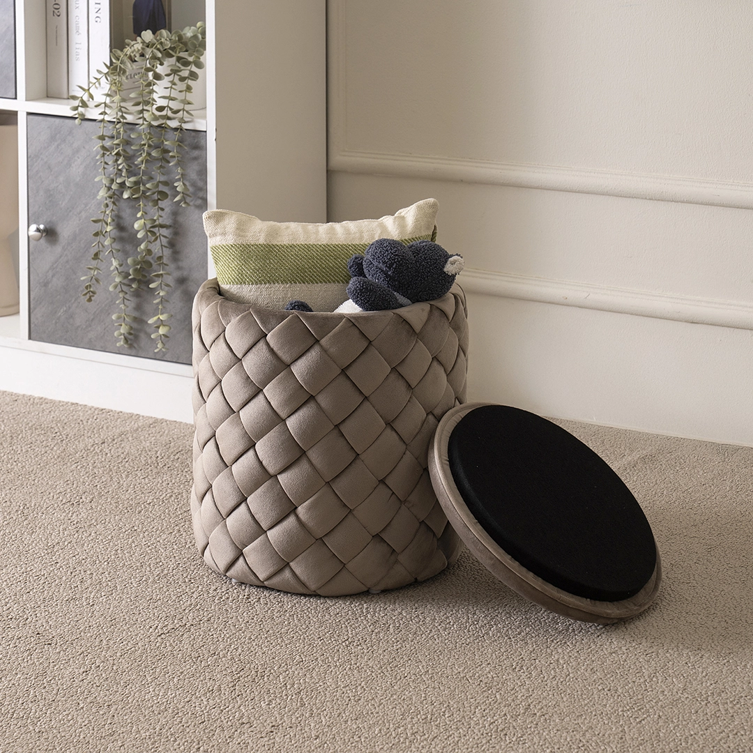 Raul Ottoman with Storage-Taupe