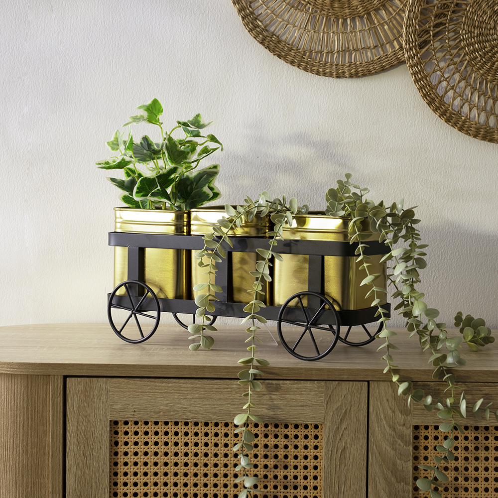 Siv Metal gold caddy planter 40x14x18 cm