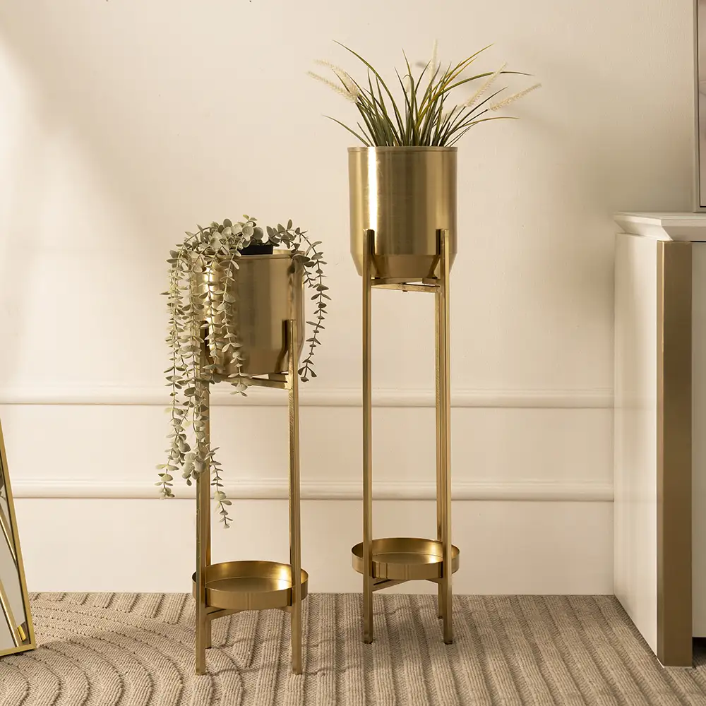 Siv Metal gold set of 2 planter