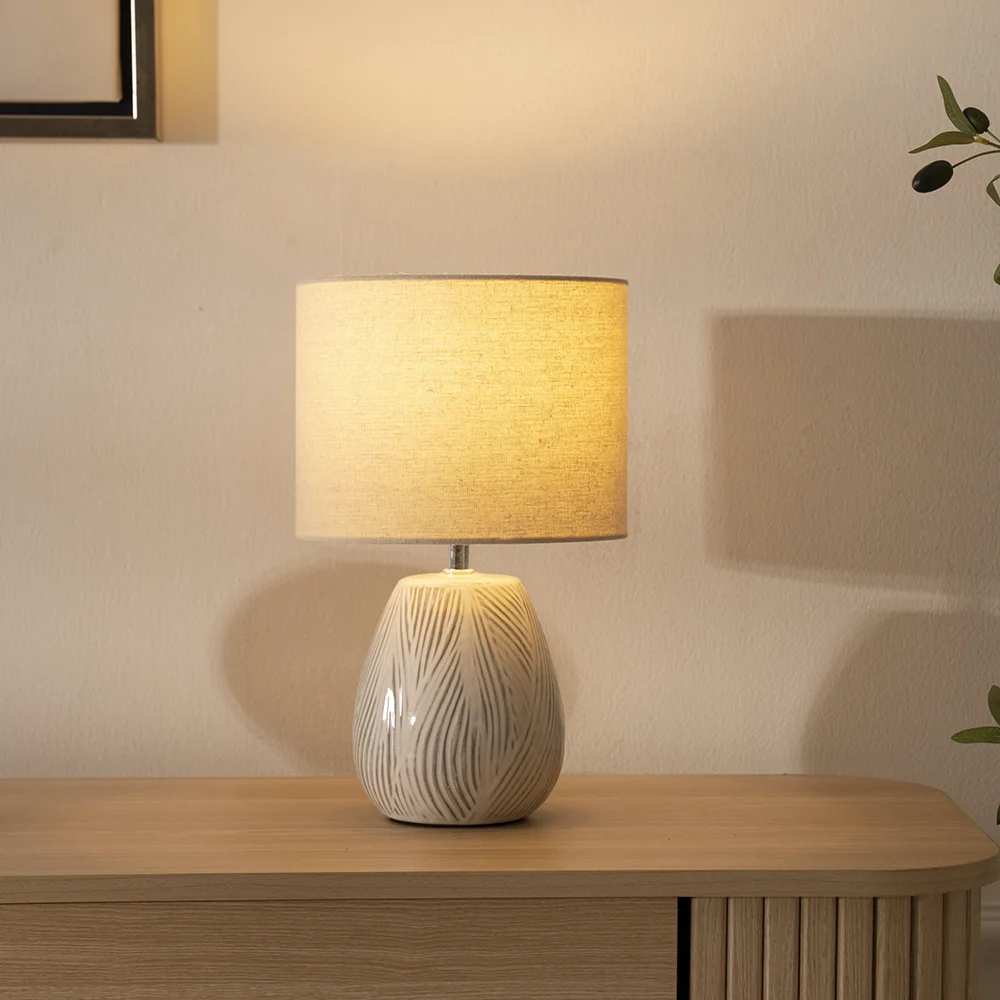 Tria ceramic table lamp Beige 20x20x33.5cm