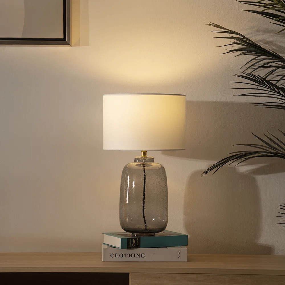 Tria glass table lamp Grey 27x27x46.5cm