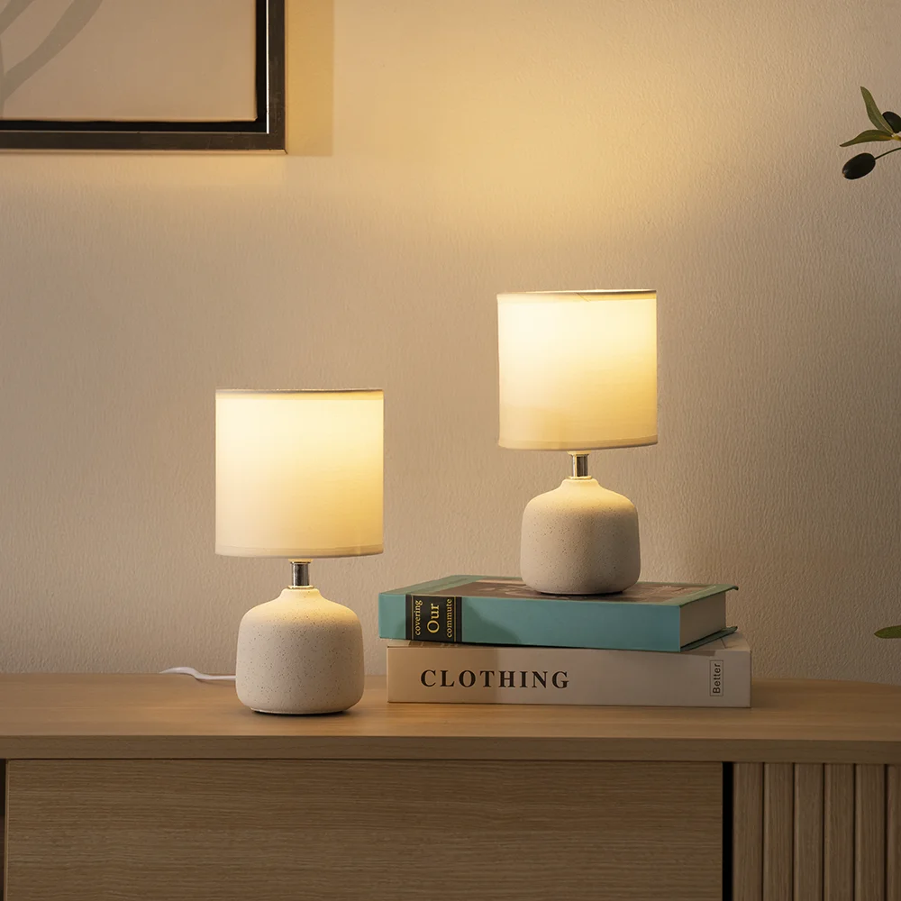 Tria set of 2 ceramic table lamp White