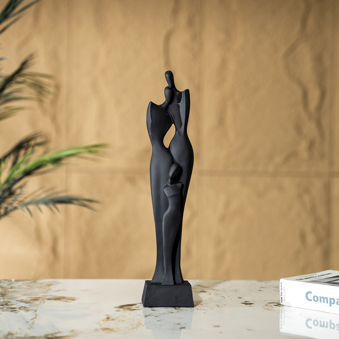 Verdant Polyresin Abstract Family black figurine 8.4x7x39cm