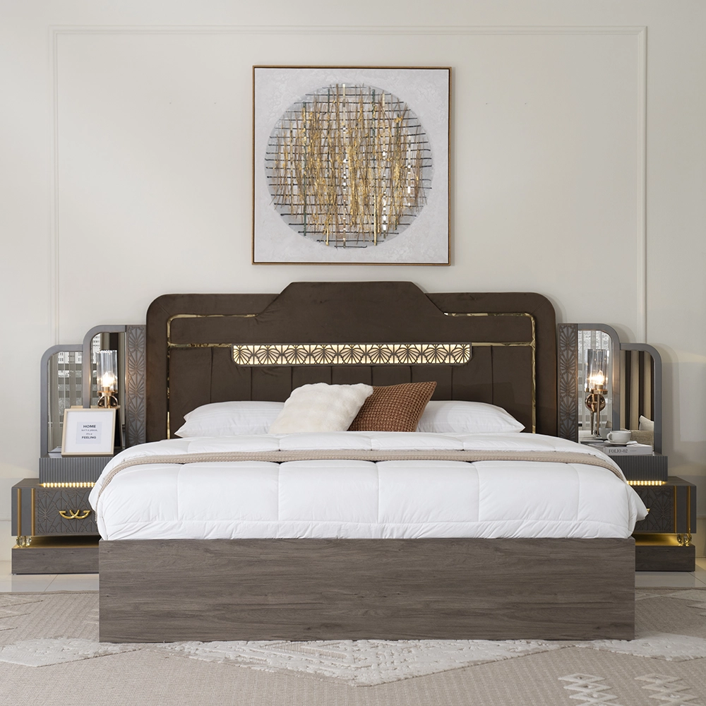 Cori 9-Piece Super King Bedroom Set With Hydraulic Storage-200*200 cm